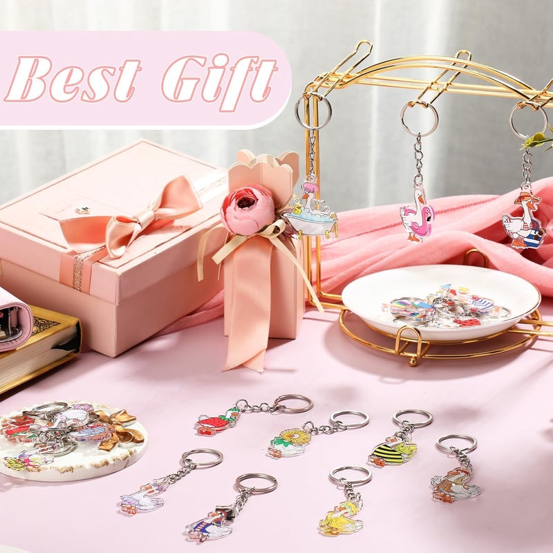 Equsion 100 Pcs Silly Goose Keychains Bulk, Cute Funny Acrylic Silly Goose Duck Keychains, Valentine's Day Gifts for Animal Lovers, Tropical Carnival Birthday Party, Classroom Rewards, Goodie Bag Fillers - Image 2